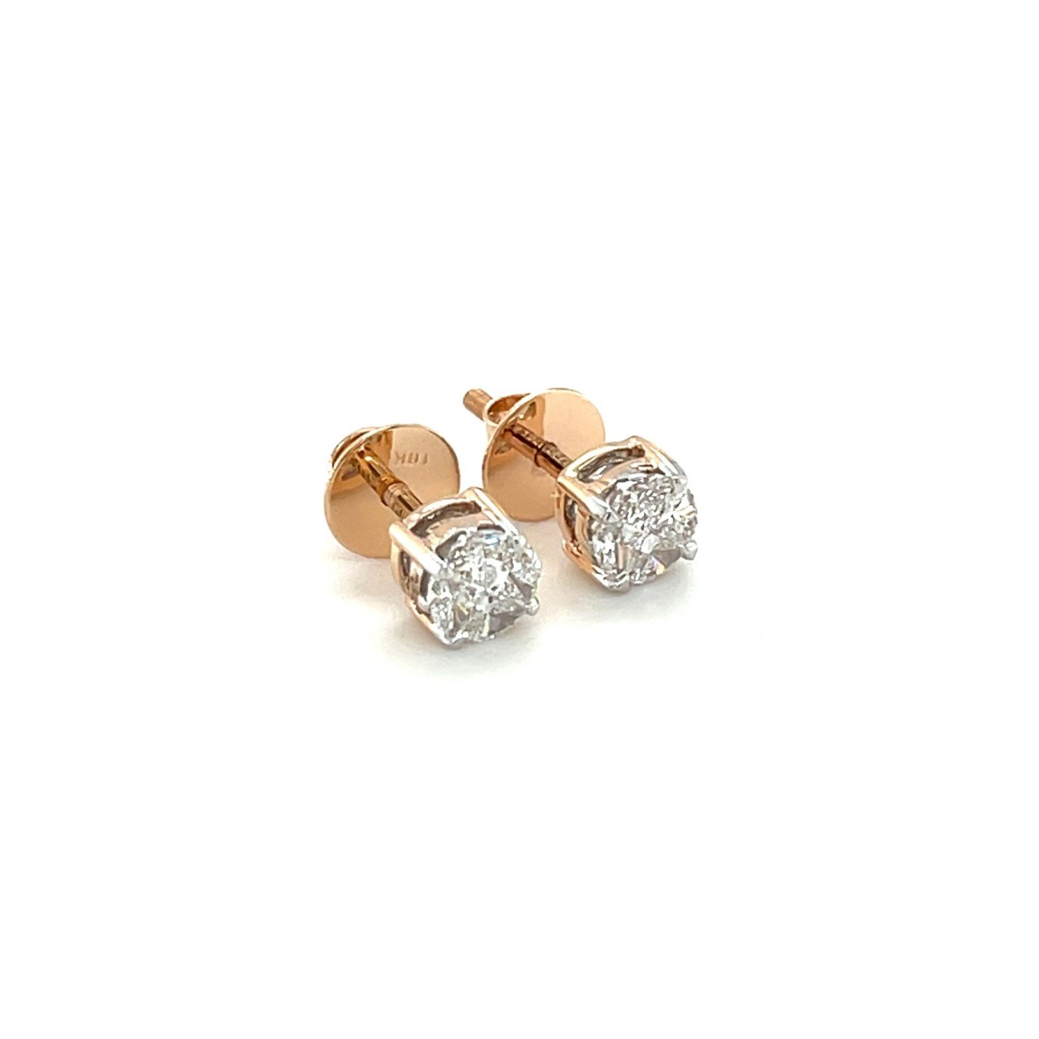 Celestial Round-Cut Diamond Stud Earrings in Cluster Setting